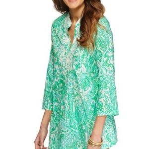 LILLY PULITZER SARASOTA TUNIC Bungle in the Jungle Blue Green Top Shirt